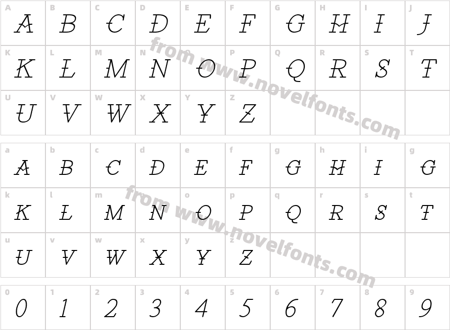 Santiago BTN Light ObliqueCharacter Map