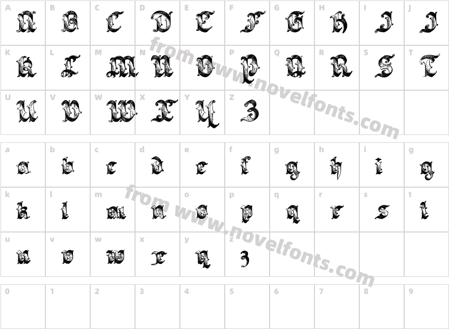 Saraband LetteringCharacter Map