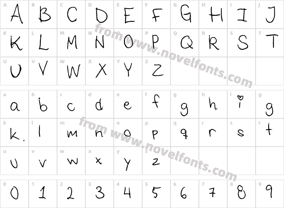 Saras Font 1Character Map