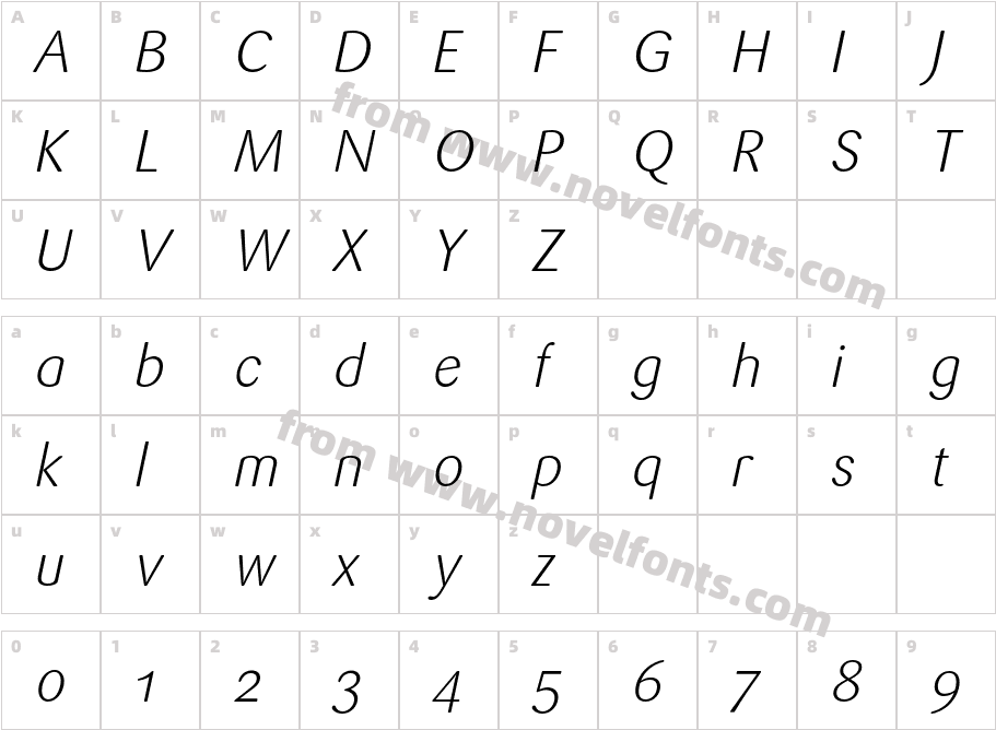 Sari-LightItalicCharacter Map