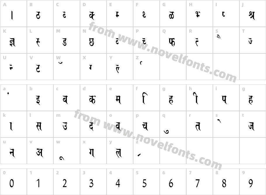 Saroj CondensedCharacter Map