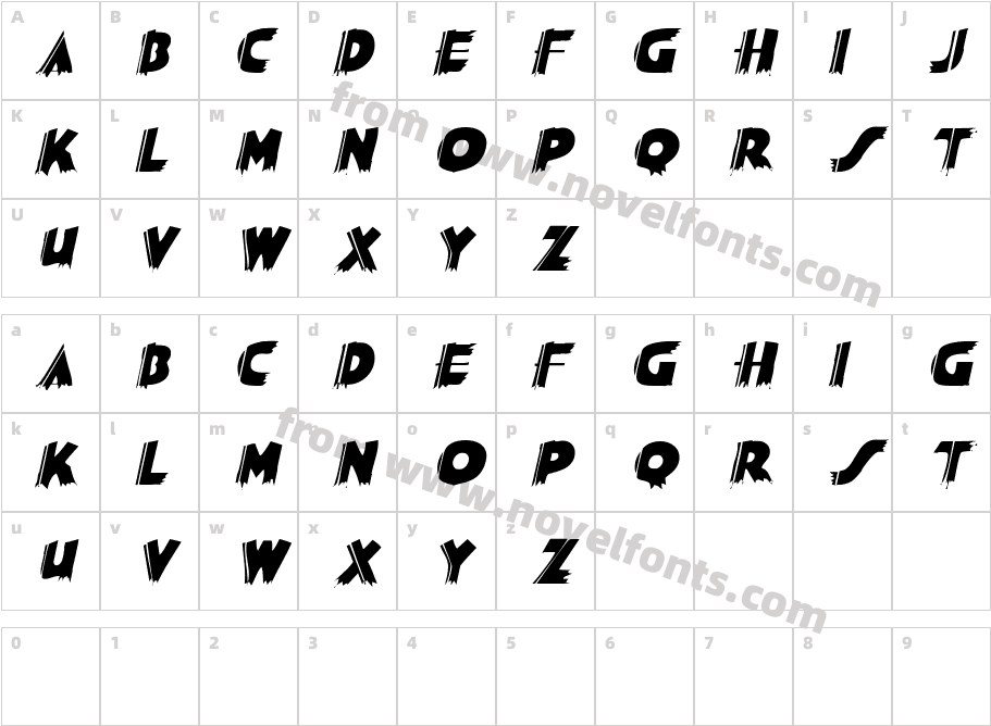 SashDisplayCaps ItalicCharacter Map