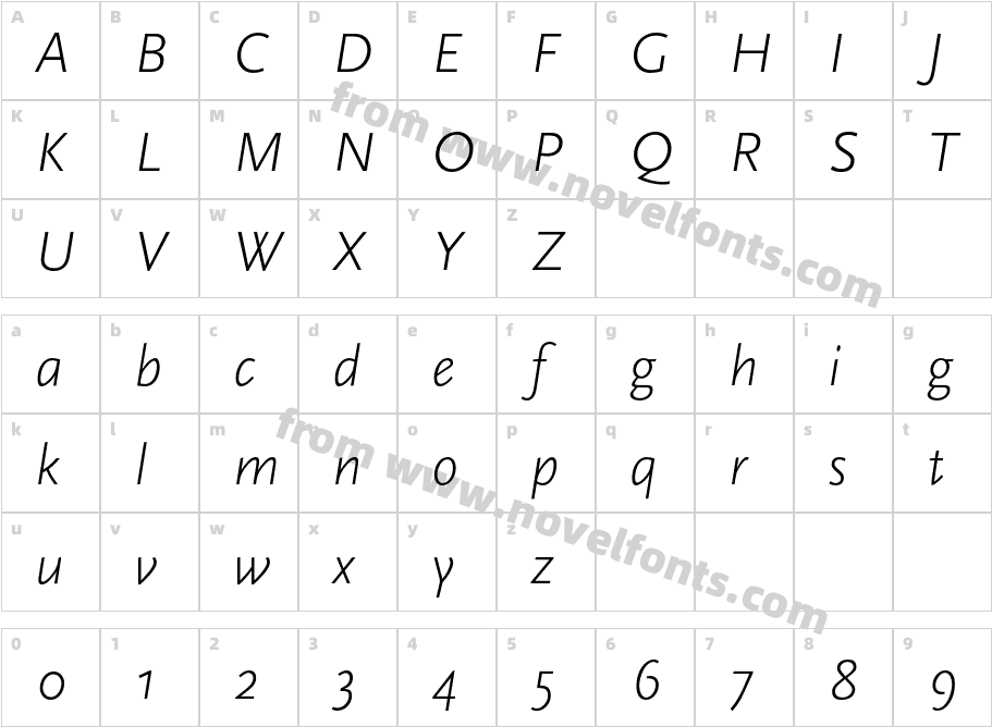 ScalaSans-LightItalicCharacter Map