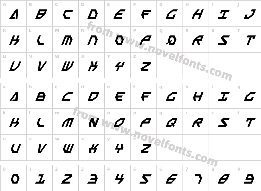 Scarab Script ItalicCharacter Map