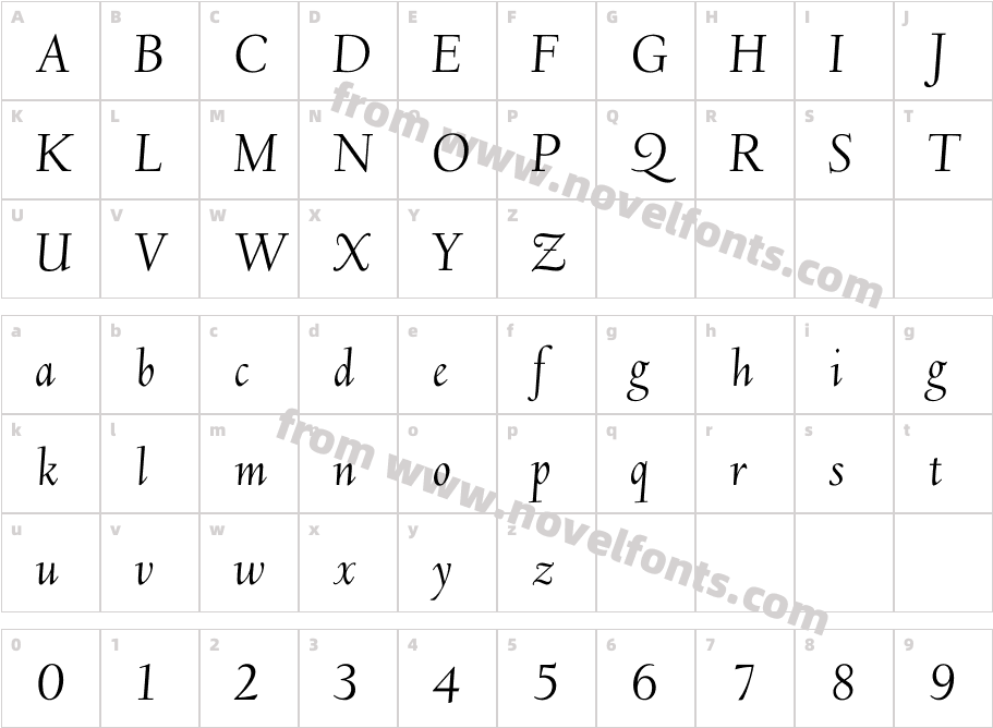 DeepdeneL-ItalicCharacter Map