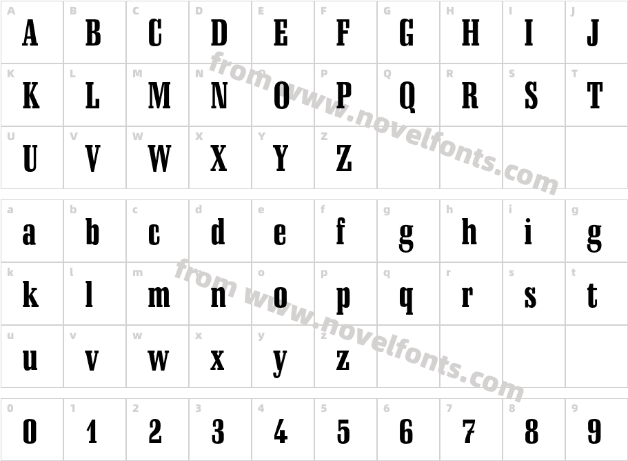 SchadowBT-BlackCondensedCharacter Map