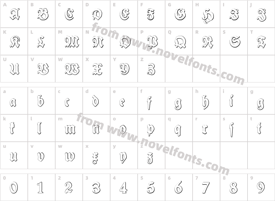 Schneidler Halb Fette BeveledCharacter Map