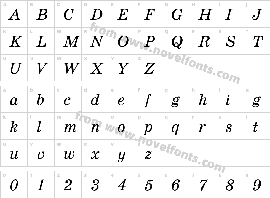 SchoolBookC-ItalicCharacter Map