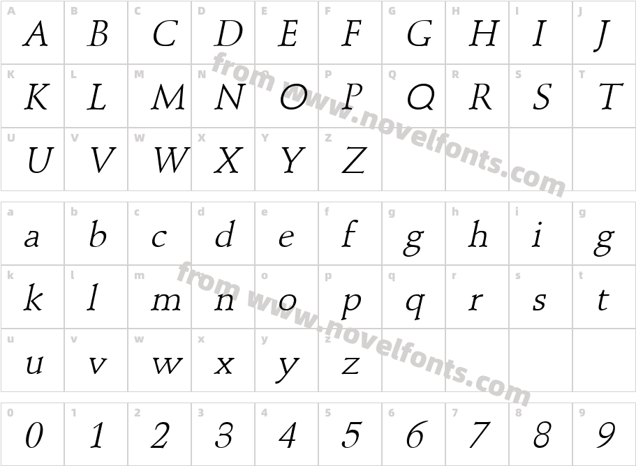 Schroeder ItalicCharacter Map