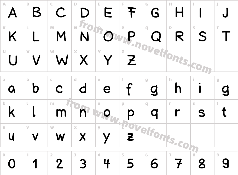 SchuboiseHandwriteCharacter Map