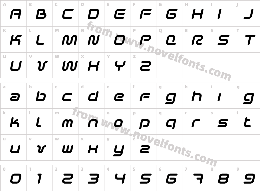 Sci Fied 2002 ItalicCharacter Map