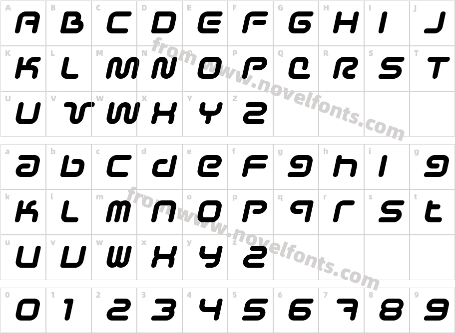 Sci Fied BoldItalicCharacter Map