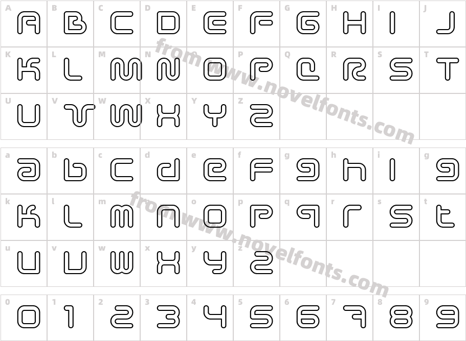 Sci Fied OutlineCharacter Map