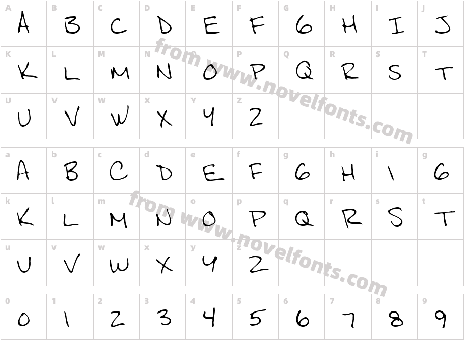 Scott RegularCharacter Map