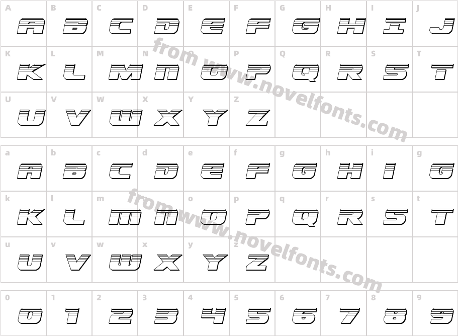 Dekaranger Chrome ItalicCharacter Map