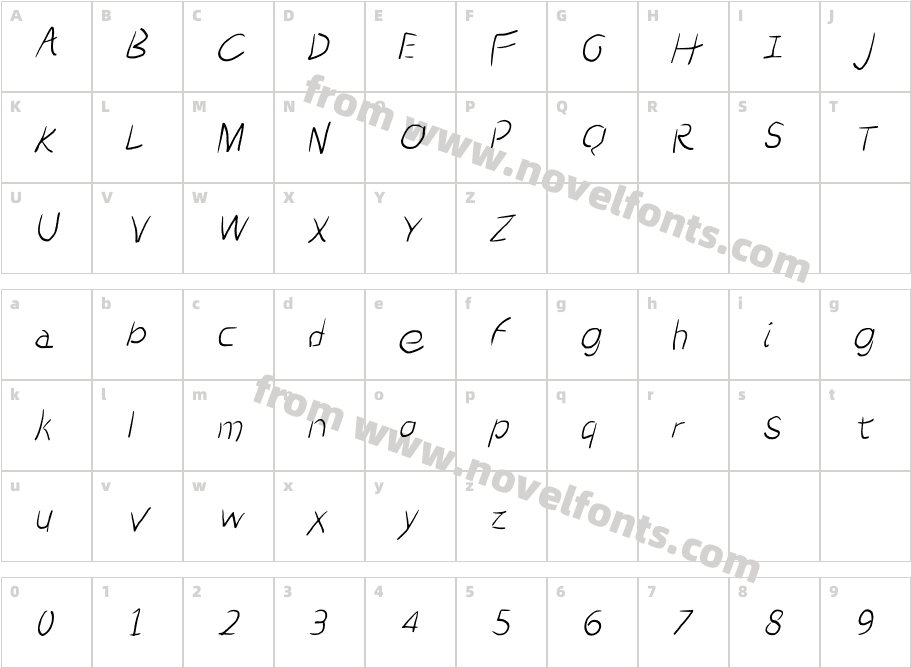 Scratched-ItalicCharacter Map