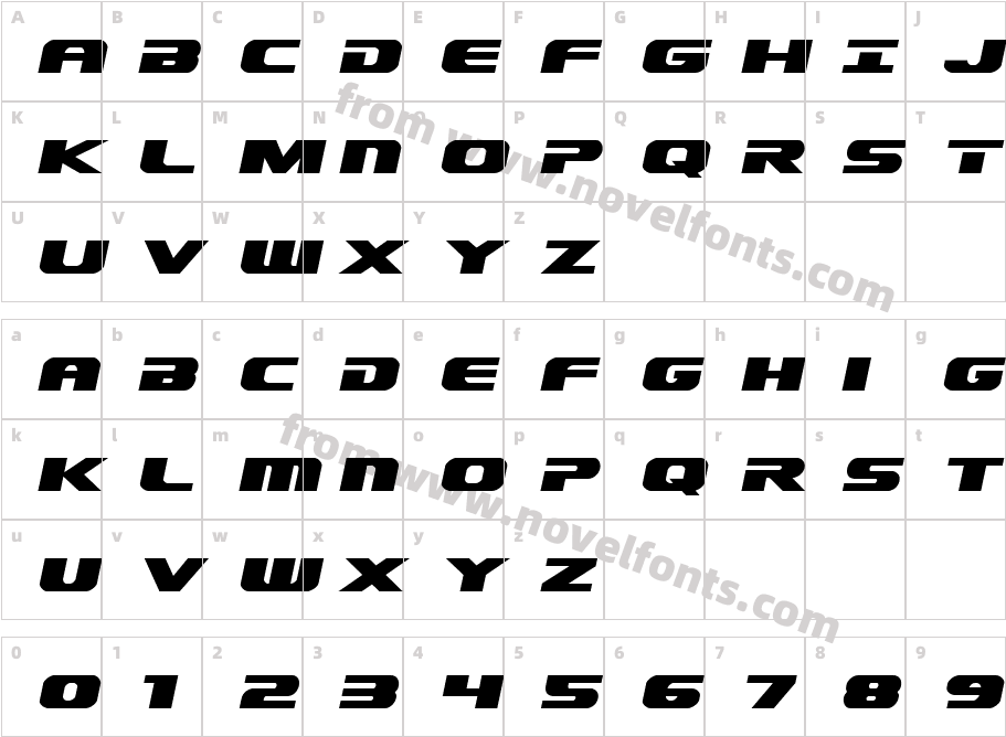 Dekaranger Expanded ItalicCharacter Map