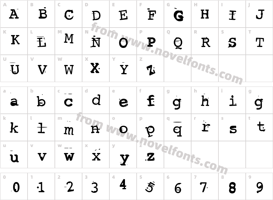 Screwed Up TypewriterCharacter Map