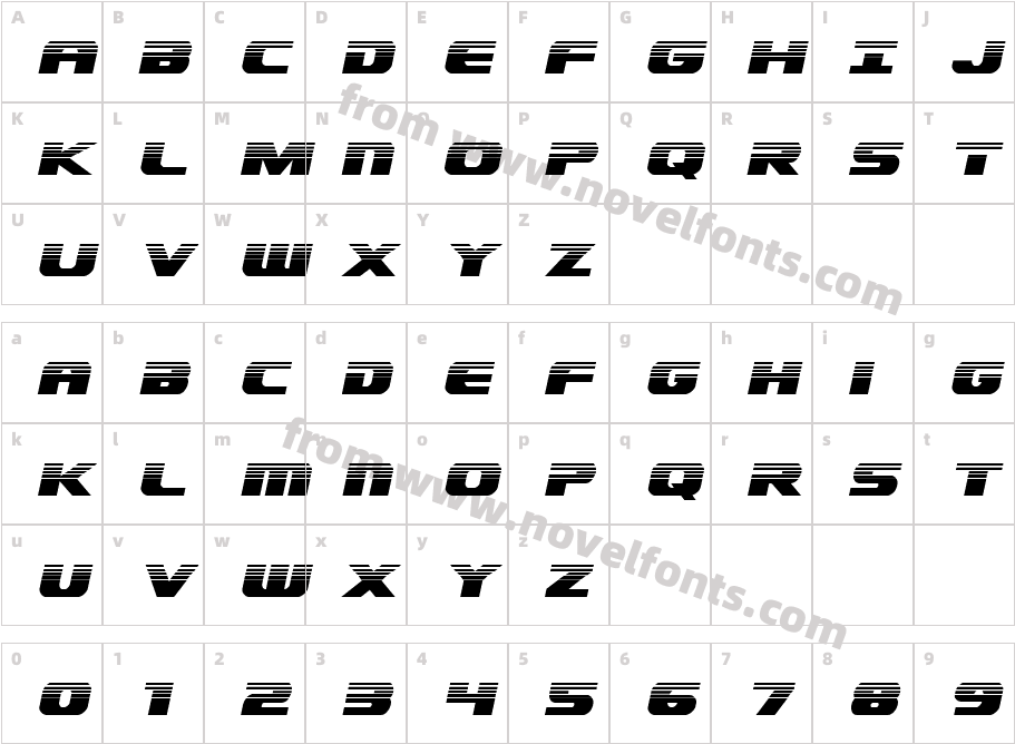 Dekaranger Halftone ItalicCharacter Map