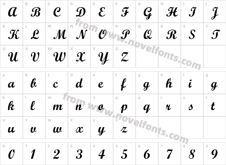 Script Bold MTCharacter Map