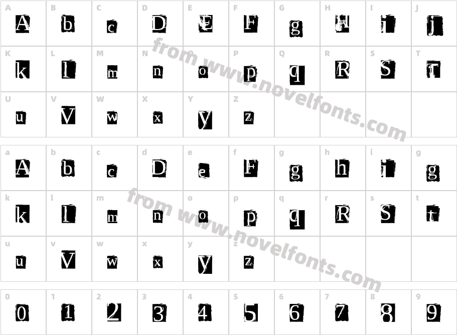 ScriptSERIFCharacter Map