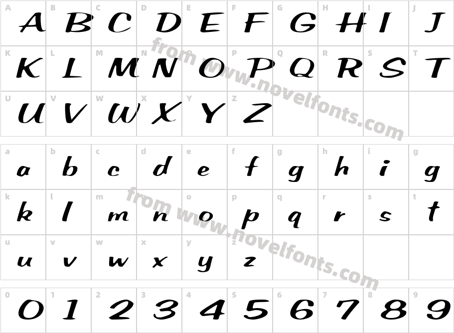 SeldaneScript ItalicCharacter Map