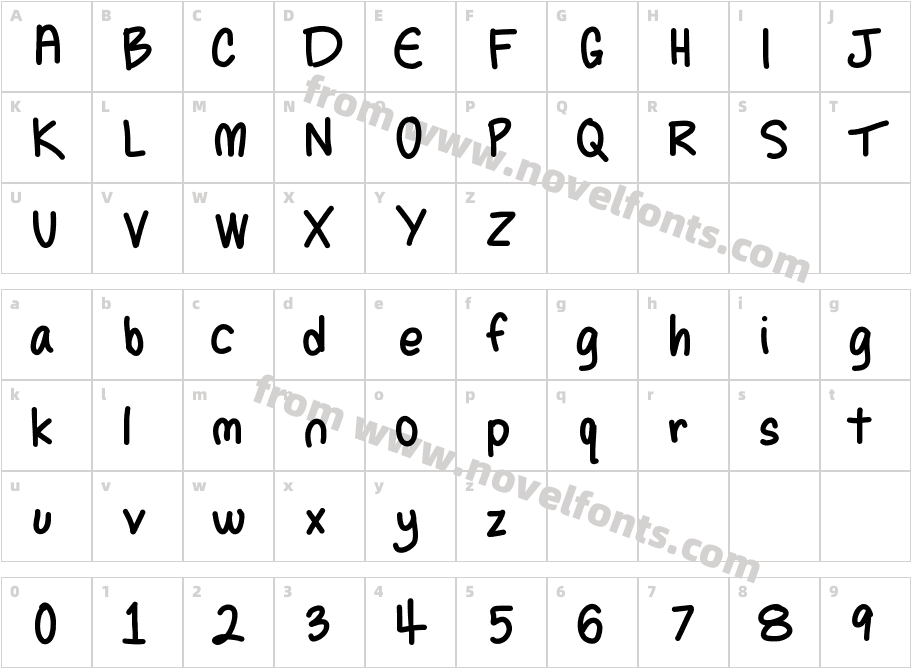 SelenesHandwriting1Character Map