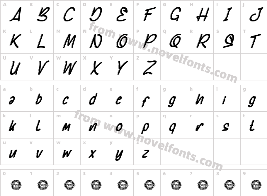 Seniman Demo ItalicCharacter Map