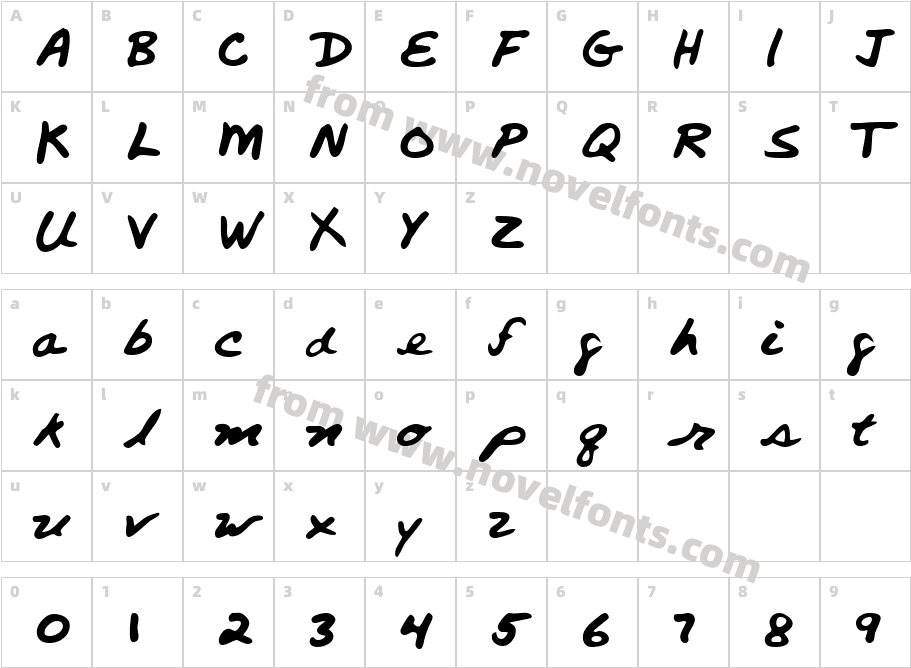 SergesHand RegularCharacter Map