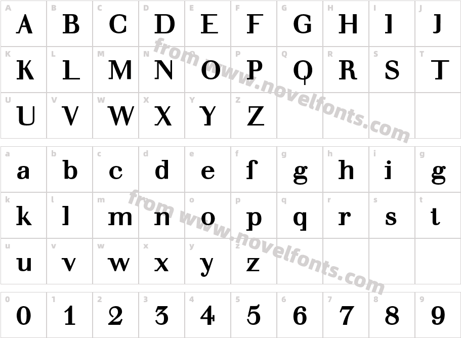 Seriar-BoldCharacter Map