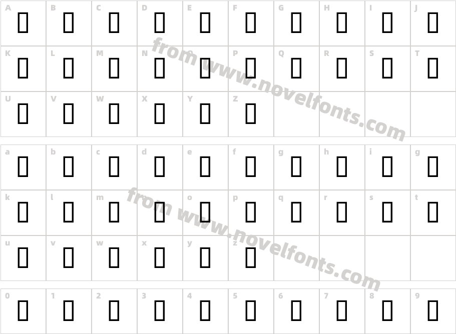 Serif NarrowCharacter Map