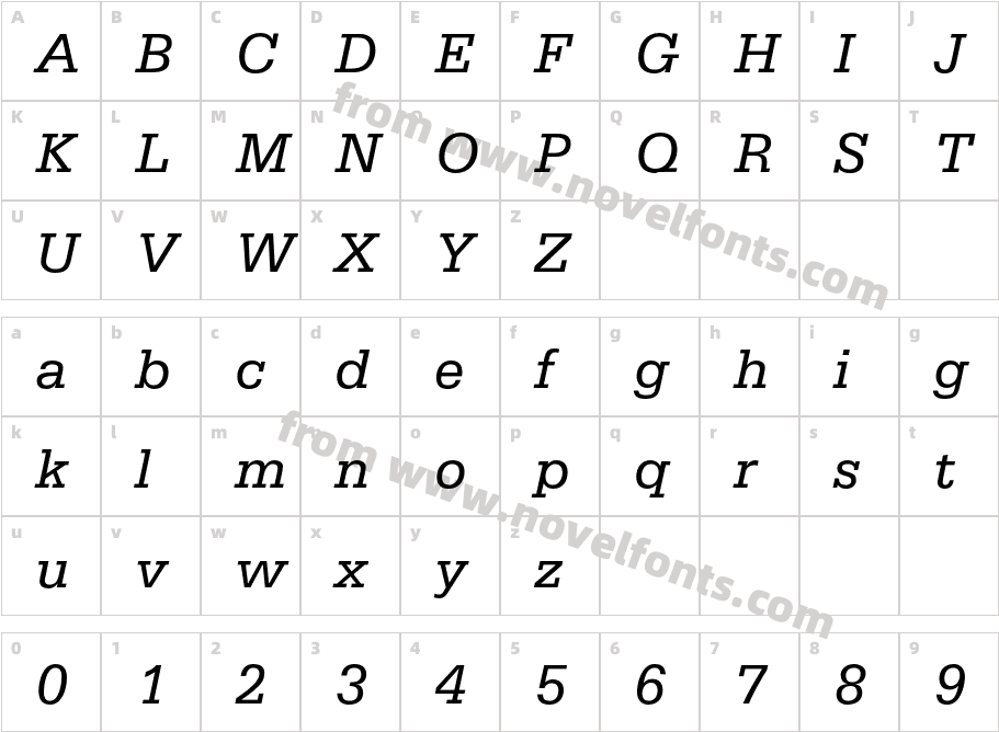 Serifa-ItalicCharacter Map