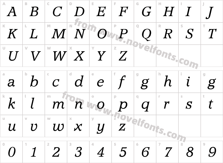 Accolade ItalicCharacter Map