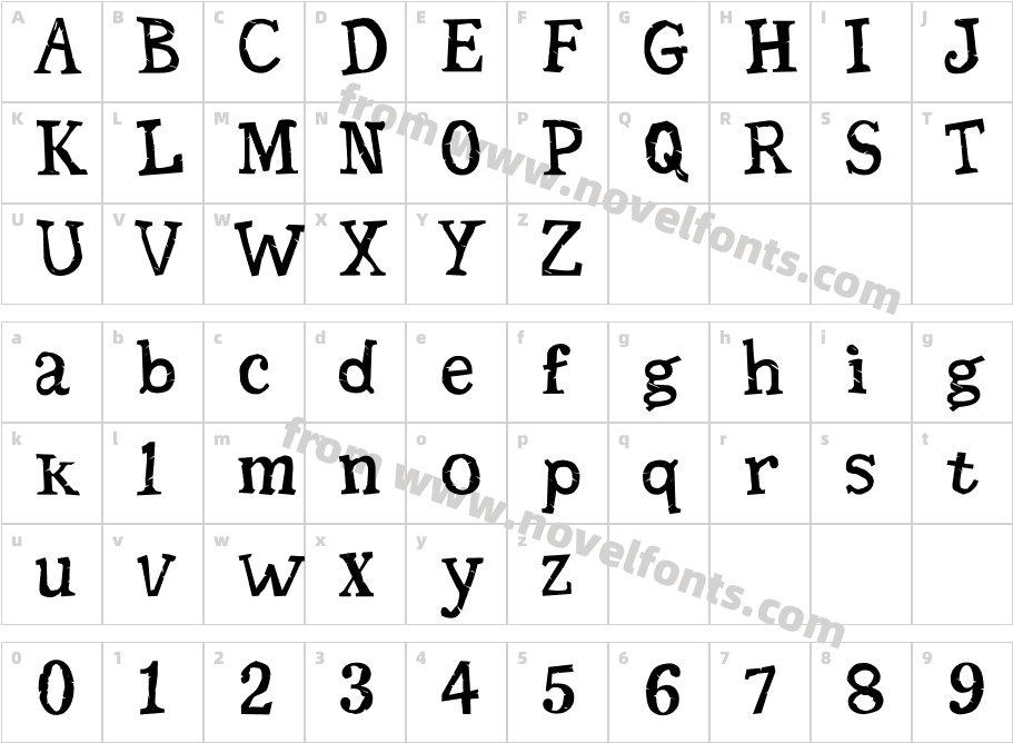 Seriffic Grunge-BoldCharacter Map