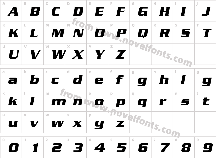 Serpentine BoldItalicCharacter Map