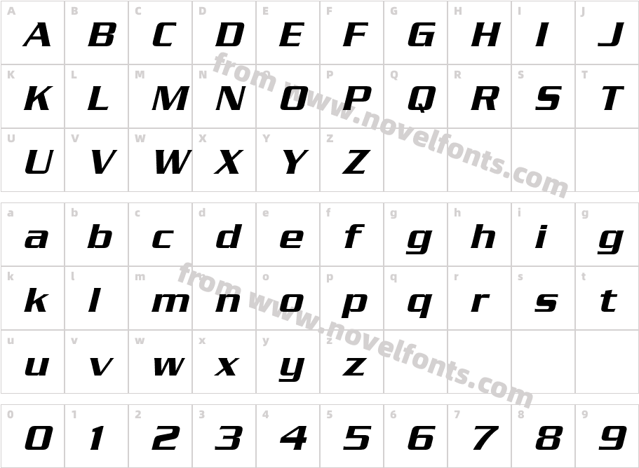 Serpentine-MediumObliqueCharacter Map