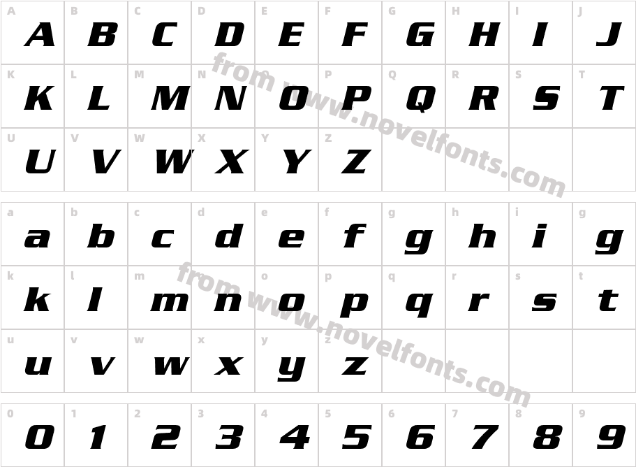 SerpentineICG-BoldObliqueCharacter Map