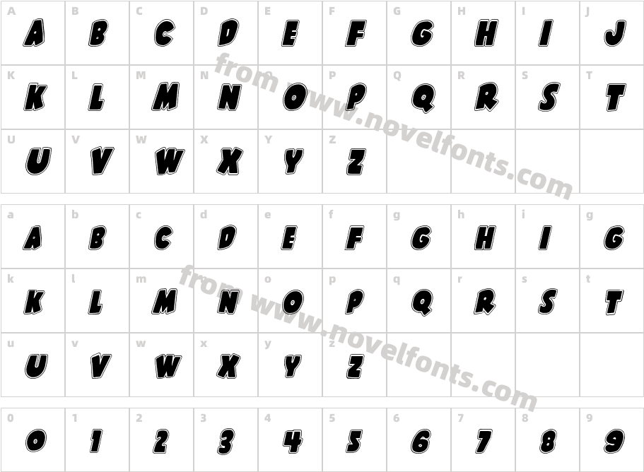 Shablagoo Academy ItalicCharacter Map