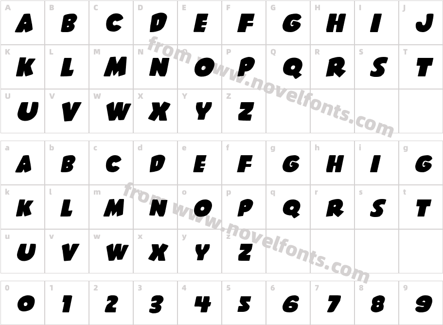 Shablagoo Expanded ItalicCharacter Map