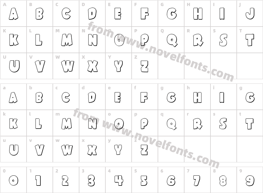 Shablagoo OutlineCharacter Map