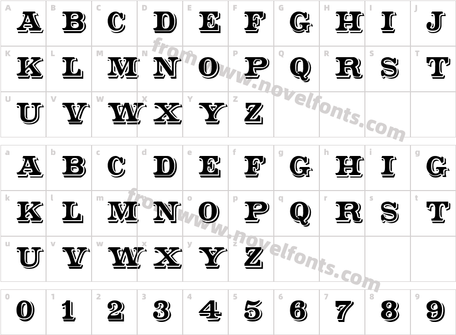 Shadowed SerifCharacter Map