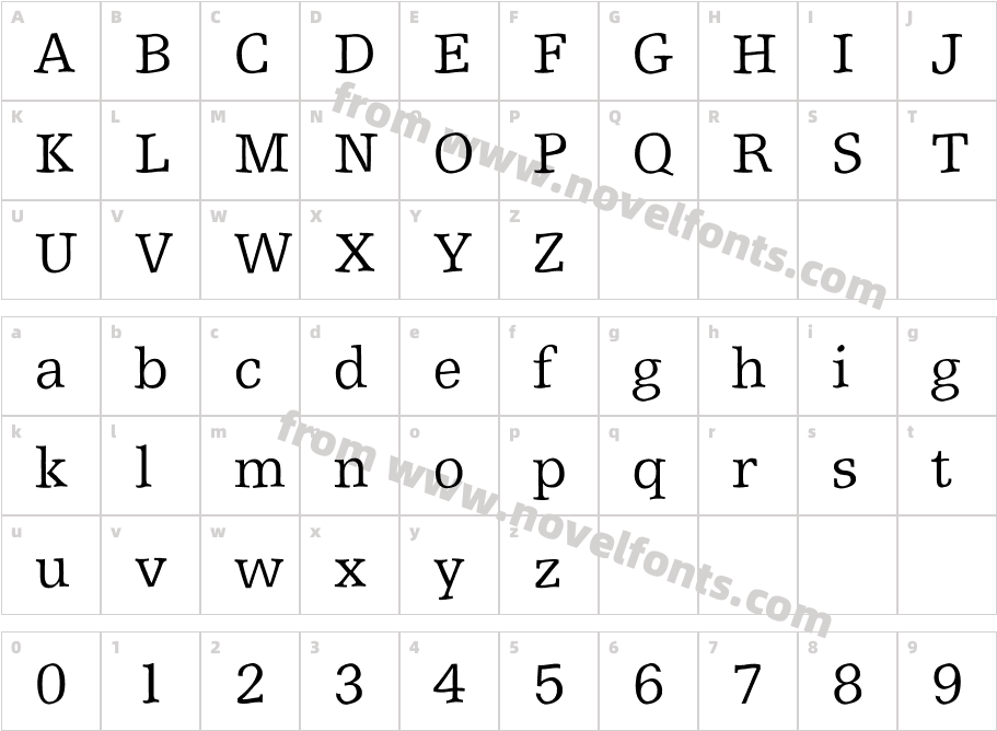 ShakeySlabserifCharacter Map