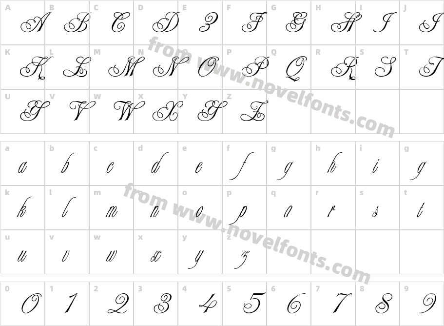 Shampanskoe scriptCharacter Map