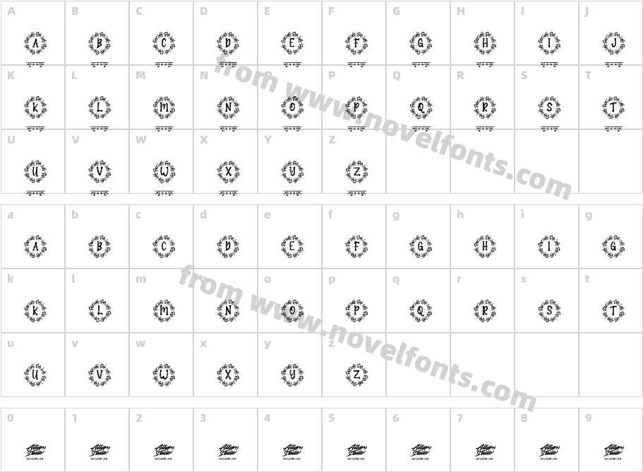 Shantana Christmas Monogram RegCharacter Map