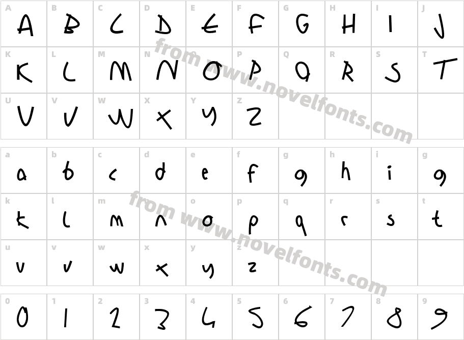 Sharon Lipschutz Handwriting BoldCharacter Map