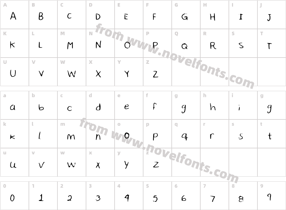 SharonHandwritingCharacter Map