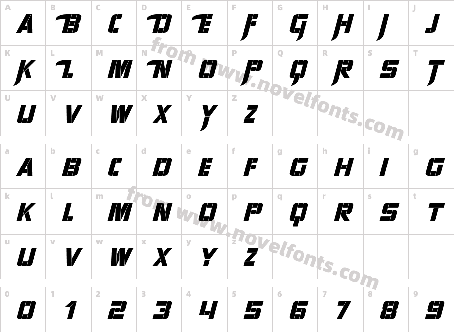 Sharp Avienne ItalicCharacter Map