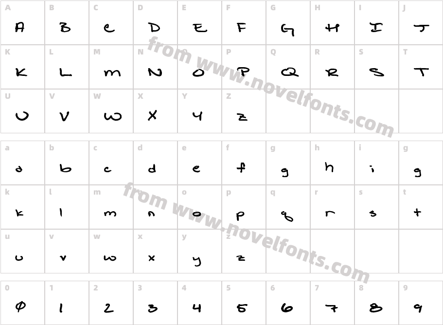 Shattered Print BoldCharacter Map