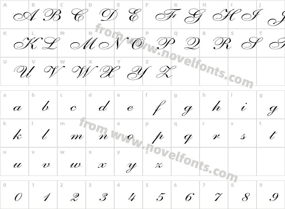 Shelley-AllegroScript WdCharacter Map