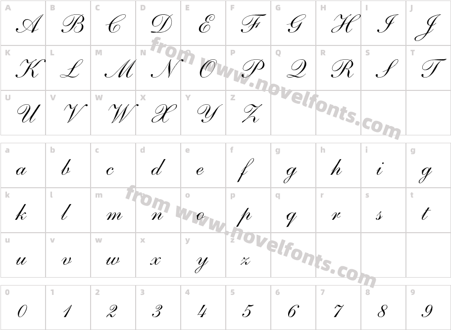 Shelley-AndanteScriptCharacter Map